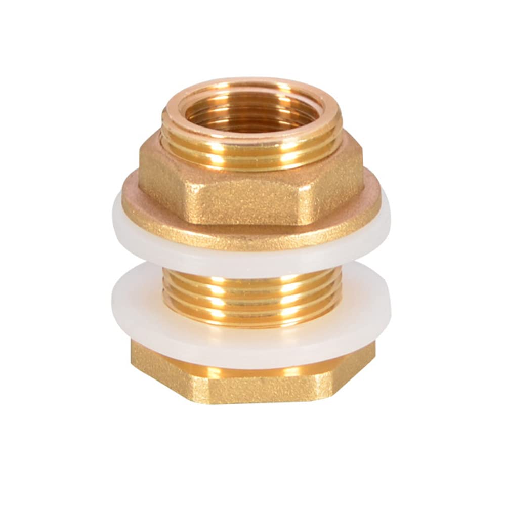 Water Tank Connector, Brass Bulkhead Fitting Adapter Pipe Thread Garden Water Hose Connectors for Rain Barrel, Aquarium, Pool (Female 25mm - Male 32mm)