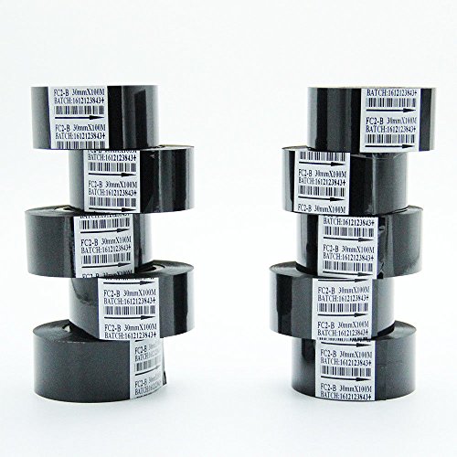 10 Rolls Black Hot Stamp Ribbon FC2B 30mm x 100m For Coder Printer Machine