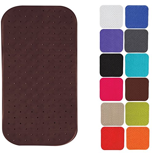 MSV Premium Shower Mat Bath Mat Antibacterial Non-Slip with Suction Cups Brown Rose Scented 36 x 76 cm Washable at 60 °C Large Brown