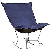 Howard Elliott Collection Scroll Puff Rocker Chair with Cover, Multipurpose Butterfly Seating Chair with Titanium Frame for C