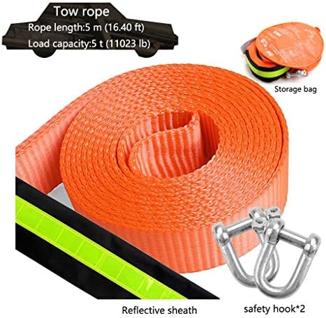 けん引ロープ 牽引ロープ 牽引ロープ 頑丈な車両牽引ベルト 5 M 5トン 2つの安全フックと反射ストリップ付き カーリカバリーツール に適した 小型車 Suv オフロード車 緊急事態 Tarunniketanpublicschool Com