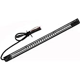 BLUERICE Universal Motorcycle Tail Light, Motorcycle Tail Brake Stop Turn Signal Light, 48LED 8&rdquo; Flexible Strip License Plate Lights (Amber/Red)