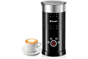 Huogary Electric Milk Frother and Steamer - 4 In 1 Automatic Milk Steamer,300ml/10.1oz Hot& Cold Foam Maker and Milk Warmer For Latte,Cappuccinos,Macchiato,Silent Working,Black,120V