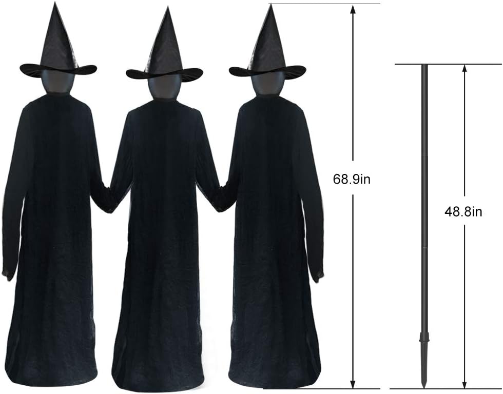 ORIENTAL CHERRY Halloween Decorations Outdoor - Light Up Holding Hands Screaming Witches Sound-Activated Sensor (Set of 3) - Life Size Decor for Home Outside Yard Garden Party: Home & Kitchen