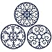 Hehoilam Silicone Carved Trivet Mats Set for Table Dishes and Pot Holders, Mug Coasters, Modern Kitchen Hot Pads for Pots & Pans (Round, Set of 3, Navy Blue)