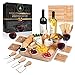 Cheese Board Set: 13x13.4x2 Inch All Bamboo Tray with Slide Out Drawer, 4-Piece Cutlery, Coasters and Guide in a Gift Box, Perfect Housewarming Gift & Best Gift for Every Kitchen