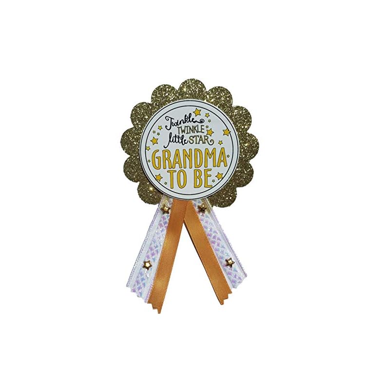 Grandma to Be Pin Twinkle Little Star Galaxy Baby Shower Pin for Nana, White & Gold Glitter It’s a Girl, It’s a Boy…