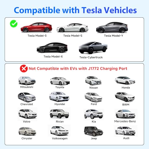 EVDANCE Extension Cord for Tesla, Up to 50A 21FT 12KW 240V NACS Extension Cord for EV Charger, Compatible with Tesla Wall Connector, Tesla Extension Cord for Model Y/X/3/S