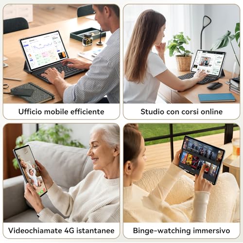 TABWEE T12Pro Android 16 Tablet con Tastiera - 2.8K BOE QHD+ Display, Tablet 11 Pollici, Helio G100, 32 GB RAM+256 GB ROM, 8000 mAh, 13 MP+8 MP, Widevine L1, Gemini AI, Tablet 4G LTE (4 Anni Garanzia)
