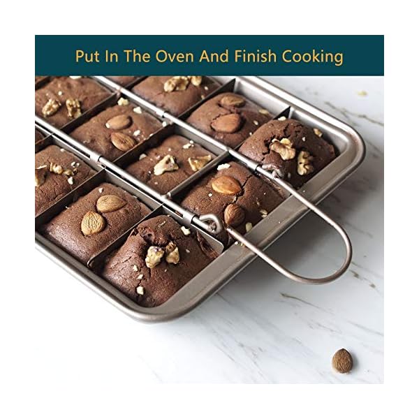 Blkthun-with-Dividers-Brownie-Pan-Non-Stick-Carbon-Steel-Bakeware-with-18-Pre-Slice-Oven-Baking-Tray-30-X-20-X-5-cm Blkthun Brownie BakingTray with Dividers Brownie Pan - Non-Stick Carbon Steel Bakeware with 18 Pre-Slice, Brownie Tin…