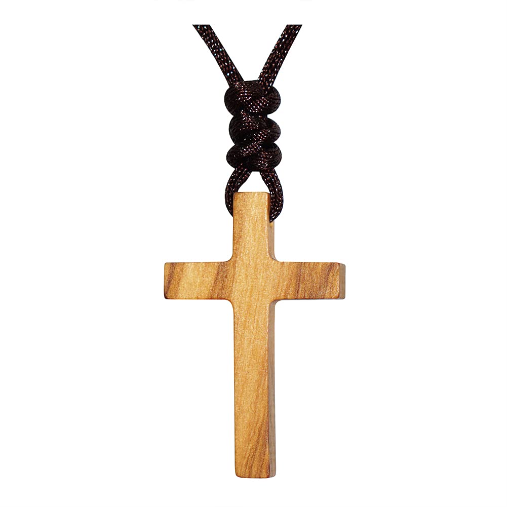 Xianli Wang Natural Olive Wood Cross Pendant Necklace for Men Women Wooden Solid Christian Baptism Christmas Easter Prayer Faith Confirmation Birthday Gift Car Rearview Mirror Hanging Wall Ornament