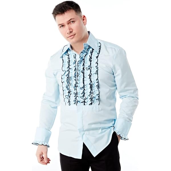 Amazon.com: Zen Retro Mens Ruffle Ruche Frill Tuxedo Shirt Black