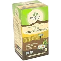 Organic India Tulsi Tea, Honey Chamomile, 25 Tea Bags (Pack of 2)