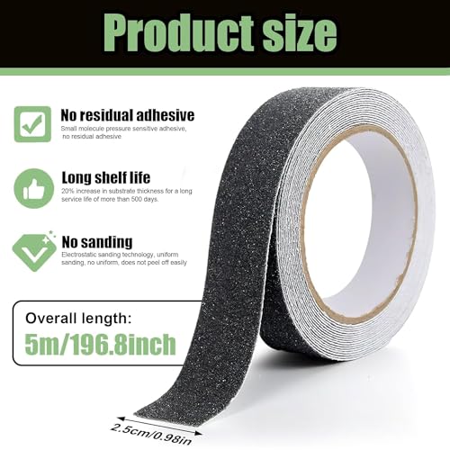 Occewoker Anti Slip Tape, 2 Pcs Non Skid Safety Tape, Grip Tape for Stairs, Steps, Floors, Ramps, Black