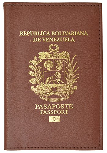 Genuine Leather Passport Wallet Credit card Holder with venezuela Emblem Imprint for International Travel