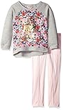 Juicy Couture Little Girls' Toddler French Terry Flower Print Top and Pant Set, Pink, 3T