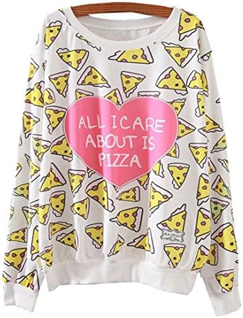 BOLA Kawaii Clothes Causal Sweet Pizza Printed Pullover Sweatshirt (Size M)