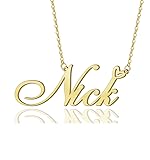 Nick Heart Name Necklace 18k Gold Plated Stainless