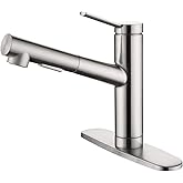 CREA Kitchen faucets, Bar Sink Faucet, Kitchen Sink Faucet Pull Out Brushed Nickel Single Handle Prep Wet Commercial Modern rv Low Arc Faucet