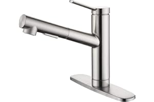 CREA Kitchen faucets, Bar Sink Faucet, Kitchen Sink Faucet Pull Out Brushed Nickel Single Handle Prep Wet Commercial Modern rv Low Arc Faucet