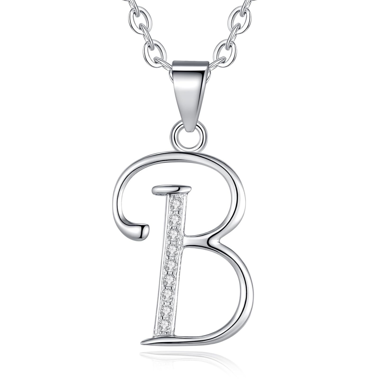 VIKI LYNN Initial Pendant B 925 Sterling Silver Letter Necklace with Cubic Zirconia Personalised Gifts for Women Ladies — image 1