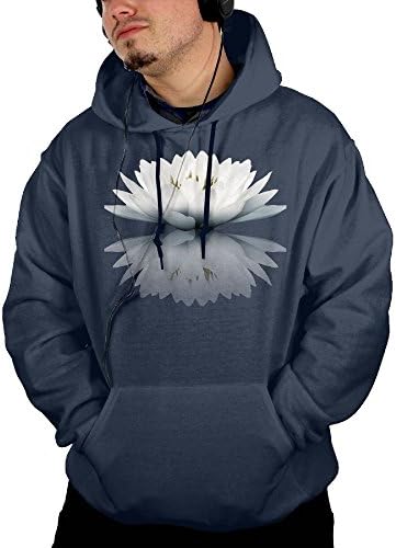 Men's Beautiful Snow Lotus Reflection Traveler Cool Hoodie Hooded Sweatshirt Size XL Navy