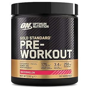 Optimum-Nutrition-Gold-Standard-Pre-Workout-Powder-Energy-Drink-with-Creatine-Monohydrate-Beta-Alanine-Caffeine-and-Vitamin-B-Complex-Watermelon-30-Servings-330-g-Packaging-May-Vary Optimum Nutrition Gold Standard Pre Workout Watermelon Flavoured Powder, 330g