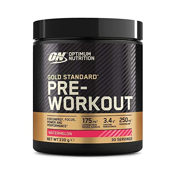 Optimum-Nutrition-Gold-Standard-Pre-Workout-Powder-Energy-Drink-with-Creatine-Monohydrate-Beta-Alanine-Caffeine-and-Vitamin-B-Complex-Watermelon-30-Servings-330-g-Packaging-May-Vary Optimum Nutrition Gold Standard Pre Workout Watermelon Flavoured Powder, 330g