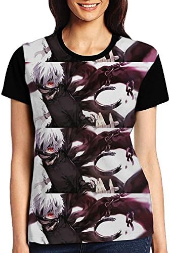 JieKeTieShen Women's Tokyo Ghoul 3D Printed Short Sleeve Funny Tee Shirt