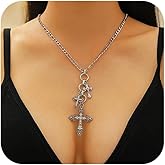 immerFancy Chunky Gold Diamond Cross Necklace for Women Men, Gold Plated Big Large Cross Charm Cubic Zirconia Necklace Religious Faith Jewelry Gift for Birthday Christmas