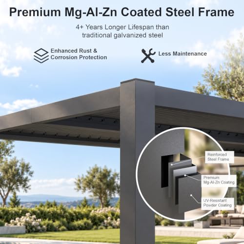 Aoxun 10x12 Louvered Pergola Review: Adjustable Roof Patio Structure image 33
