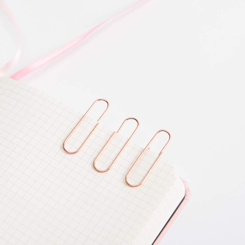 Rose Gold Paper Clips, Topgogo 200pcs 28mm Large Paper Clips Non-Skid Smooth Finish Steel Wire Medium Office Supply Accessories