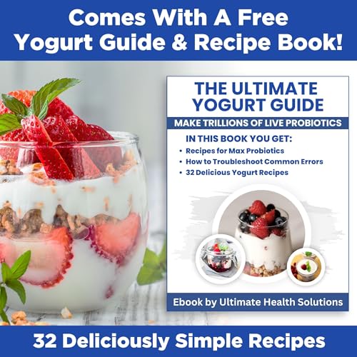 Ultimate Probiotic Yogurt Maker with Adjustable Time & Temperature Control, Make Trillions of Probiotics for Better Gut Health, Two 1-Quart Containers for Larger Batches, ULTIMATE LIFETIME WARRANTY