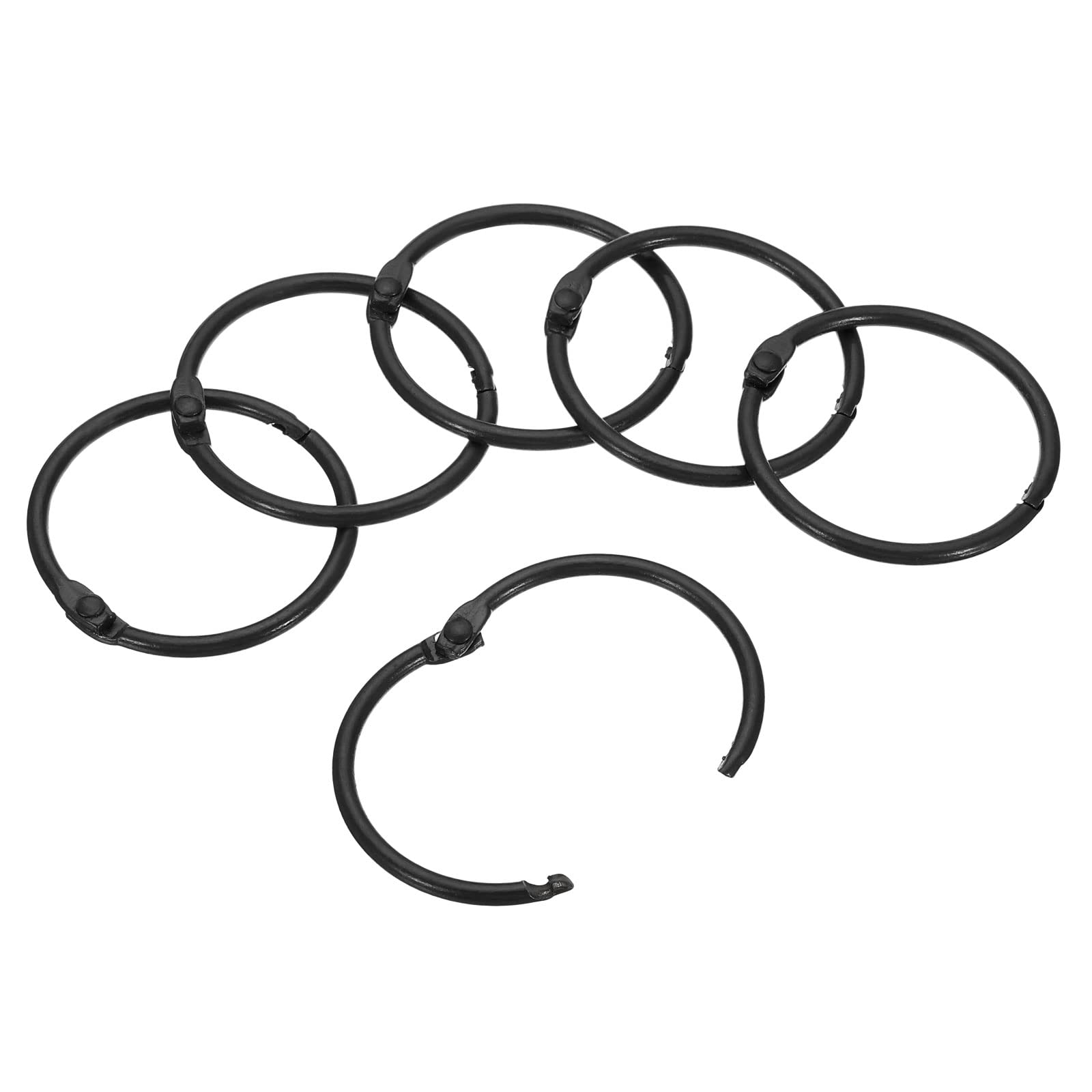 PATIKIL 1.8" OD 1.5" ID Loose Leaf Rings, 10 Pack Binder Ring Book Rings Steel for Paper DIY Scrapbook Notebook Photo Album, Black