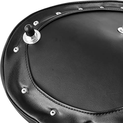 TUINCYN Leather Motorcycle Solo Seat Kit with Spring Soft Comfortable Black Motorbike Rear Pad Saddle with Square Pattern for Harley Davidson Sportster Bobber Chopper Honda Yamaha Kawasaki(1 Piece)