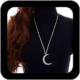 Erimberate Bohemian Crescent Choker Necklace Silver Hammered Moon Choker Necklaces Textured Half Moon Collar Necklaces Minimalist Crescent Chain Necklace Jewelry for Women