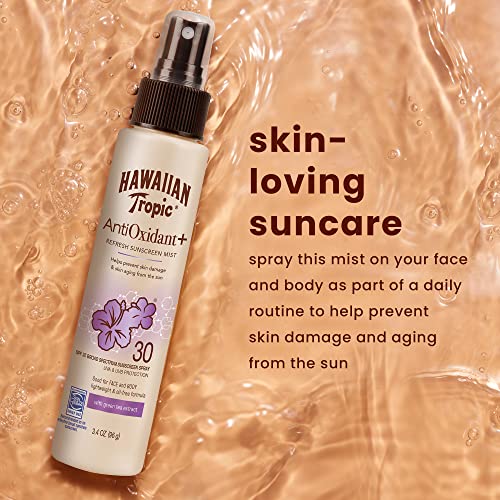 Hawaiian Tropic Antioxidant Sunscreen Spray With Green Tea Extract, SPF 30, 3.4 Ounce, Pack of 3