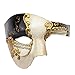 Half Face Men's Phantom of The Opera Vintage Design Venetian Carnival Masquerade Mask (Beige & Black)