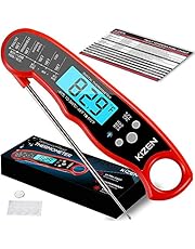 Kizen Digital Meat Thermometers for Cooking - Waterproof Instant Read Food Thermometer for Meat, Deep Frying, Baking, Outdoor Cooking, Grilling, & BBQ