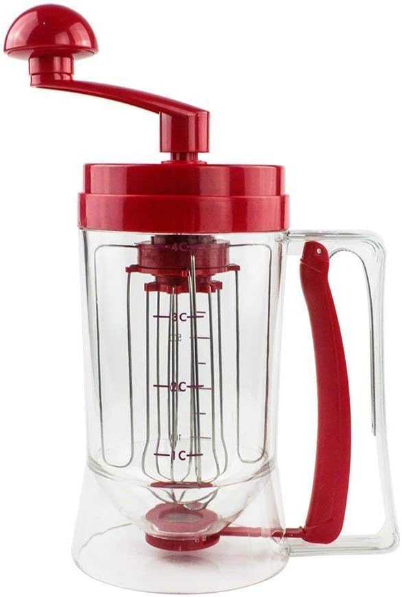 Gikvni Plastic Manual Pancake Cupcake Waffles Batter Mixer Dispenser Maker Machine for Kitchen, Multicolour