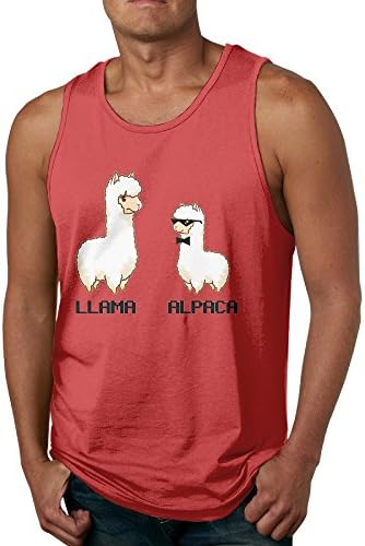 RiDinds Llamas &amp; Alpacas Men's 100% Cotton Tank Top Tshirt SizeS ColorRed