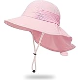 Toddler Baby Sun Hat Kids Summer UPF 50+ for Boys Girls Adjustable Beach Hats with Bucket Wide Brim Age 1-7 Years