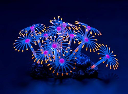 Owncons Aquarium Decorations Ornament Silicone Coral Plants, Artificial Glowing Effect Leaves (Orange)