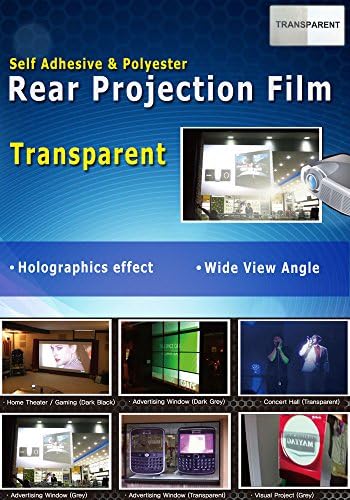 Transparent, Holographic Rear Projection Film, Self Adhesive from UK Stock (VAT Included) (50" (16:9 Ratio- 1107 x 623mm))