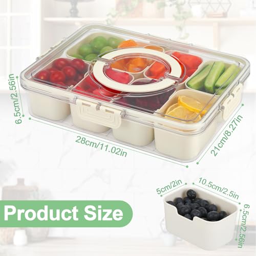 Snack Box with Compartments Snack Plate with Lid Snack Box Children, Snack Boxes for Storing Sweets, Nuts, Biscuits, Fruits and Sweets, Suitable for Picnics and Family Reunions (1)