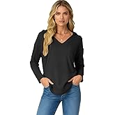 Enjyam Women's Long Sleeve V Neck Hoodies Pullover Hooded Sweatshirt with Pockets