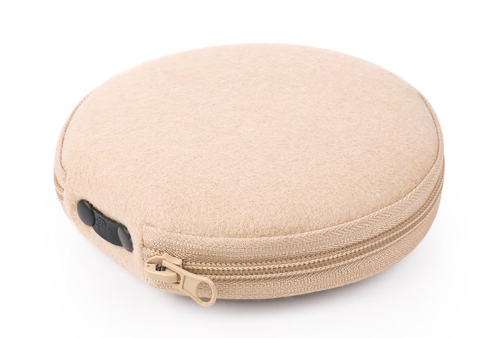 ELEZAY Small CD Case Round Felt 20 Capacity CD Storage Wallet DVD Disc Holder Beige