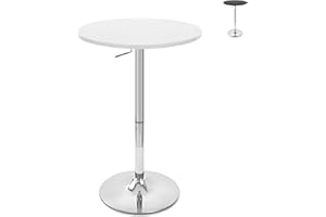 Bronte Living Bar Table with Round Top, Adjustable Height, Swivel Design, Pedestal Base and Floor Protection for Bar, Bistro,