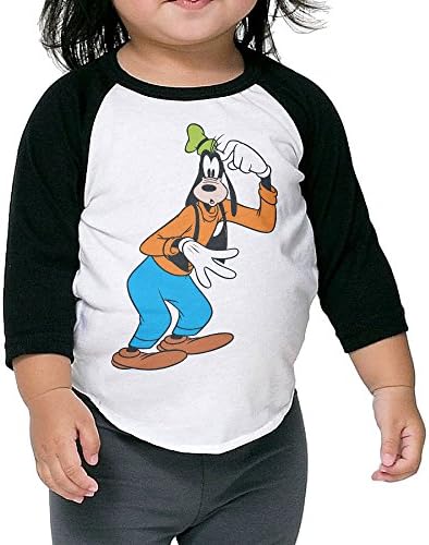 Toddler Geek Goofy 100% Cotton 3/4 Sleeve Athletic Baseball Raglan Shirt Black US Size 2 Toddler