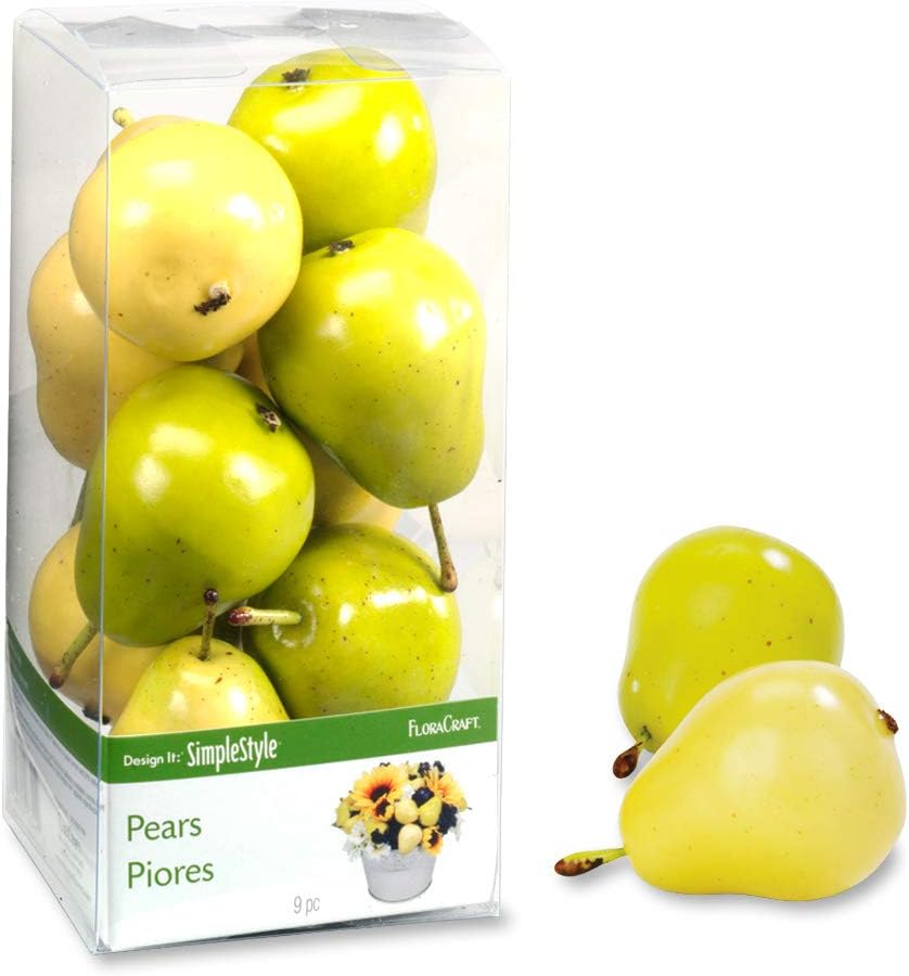 FloraCraft 9 Piece Decorative Mini Fruit Yellow/Green Pear